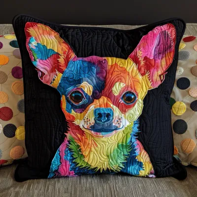 Colorful Chihuahua Quilted Pillow Case Colorful Chihuahua Quilted Pillow Case
