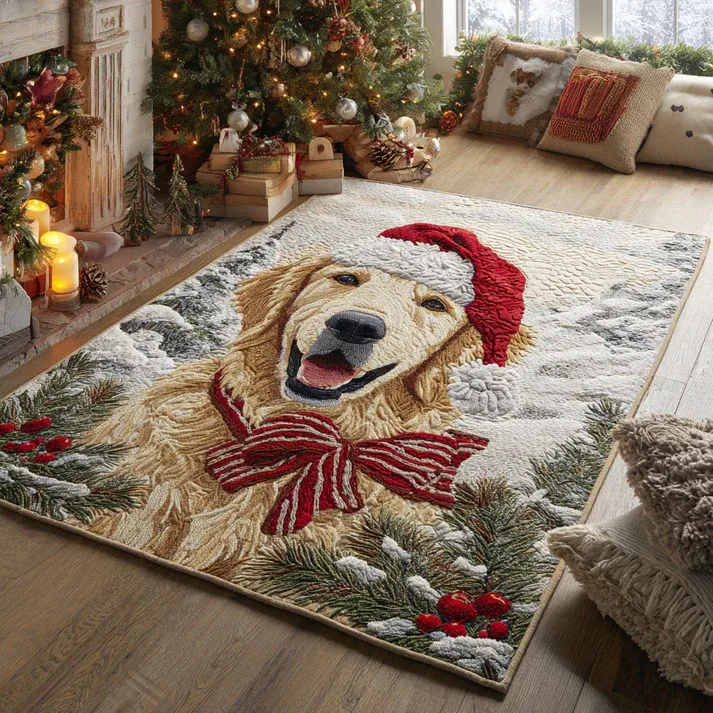 Smiling Golden Retriever Area Rug