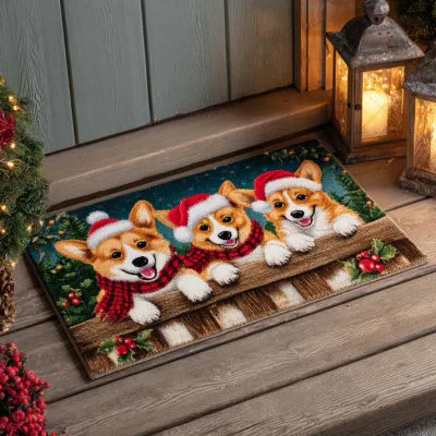 Christmas Trio Corgis Doormat