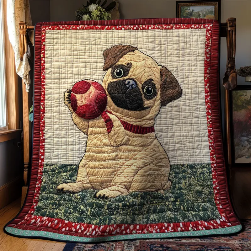 Cute Pug Quilted Blanket