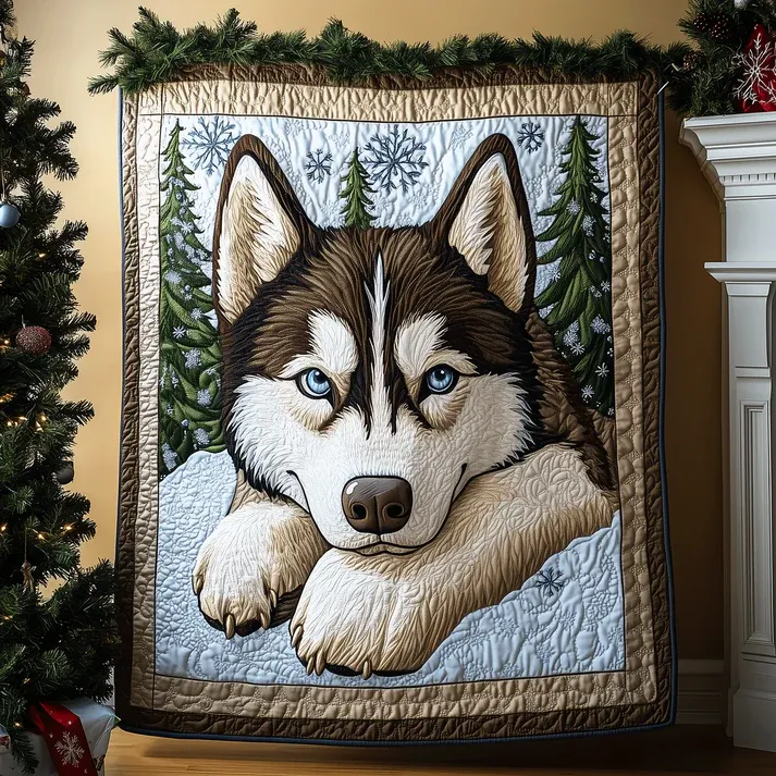 Husky Chill Hug Quilted Blanket