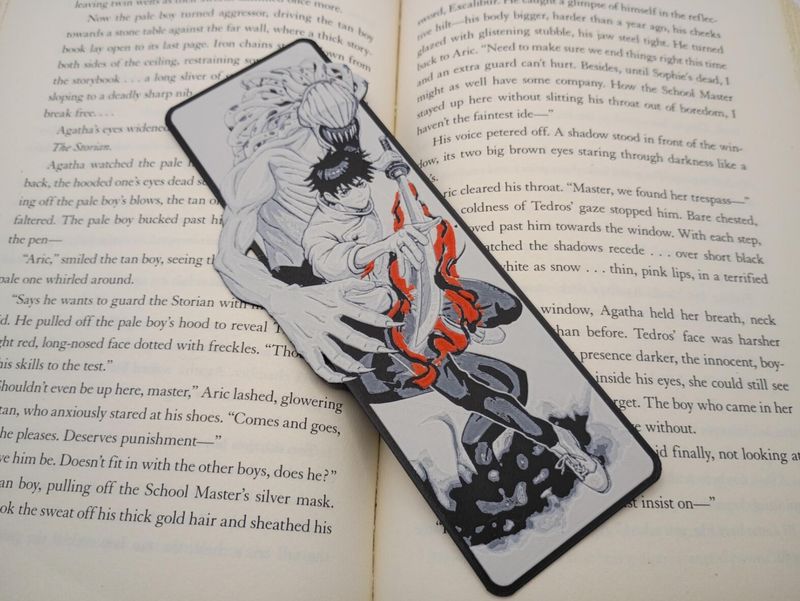 Anime Shonen Lesezeichen im 3D-Druck mit dunkler Aura & Cursed Energy Vibes. Stabil, plastisch & perfekt für Manga & Light Novels. Versandfrei in DE.