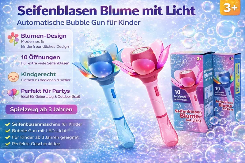 Seifenblasen Blume mit Licht & Akku
