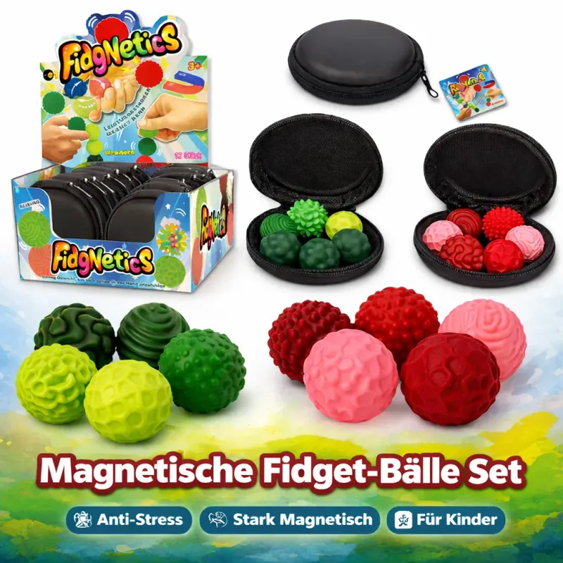 FidgNetics Magnetisches Sensorik-Set (2er Set) – Anti-Stress Tool mit starker Haptik, Farben wählbar