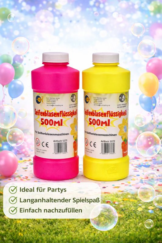 4er Set Seifenblasenflüssigkeit 500ml – Langlebige, stabile Seifenblasen