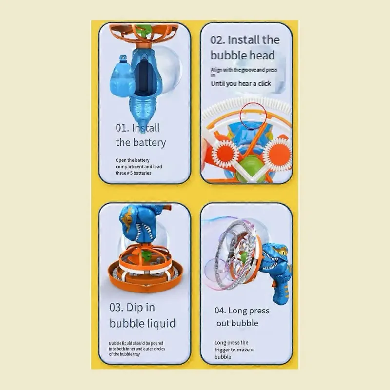 Bubble in Bubble Dino Seifenblasenmaschine – Magischer Blasenspaß für Kinder