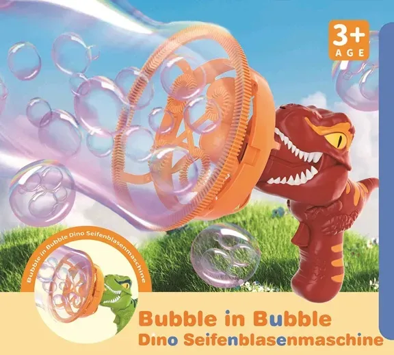 Bubble in Bubble Dino Seifenblasenmaschine – Magischer Blasenspaß für Kinder