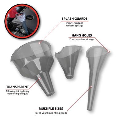 3-Piece Clear View Easy-Fill Funnel Set W4053