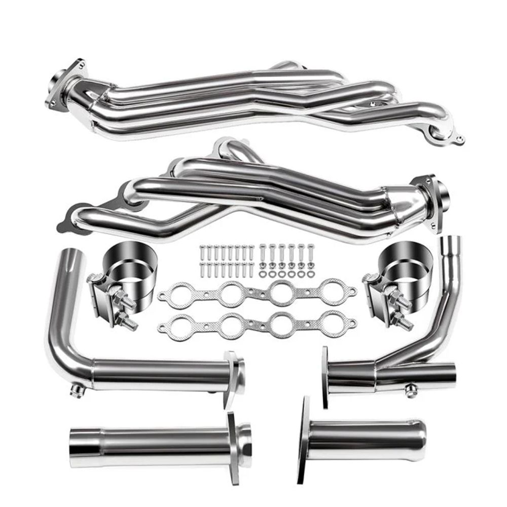 Long Tube Headers 2007-2014 GMC Sierra 2004-2013 Chevy Silverado 1500, 4.8L 5.3L 6.0L 6.2L, Includes Y-Pipe