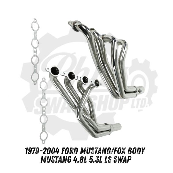 Exhaust Header Kit for 1979-2004 Ford Mustang/Fox Body Mustang 4.8L 5.3L LS Swap Header T304