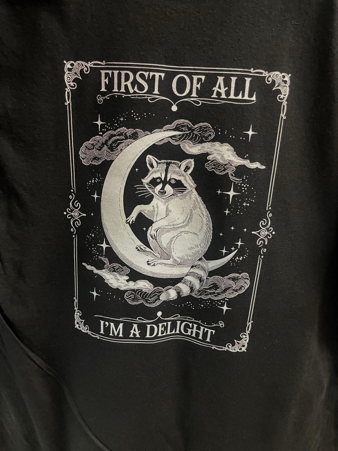 “First of All, I’m a Delight” Raccoon Tee