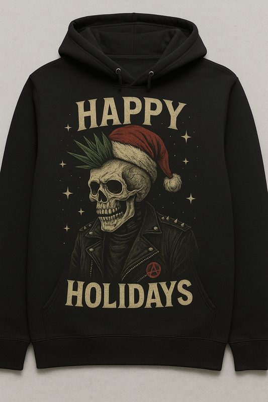 Happy Holidays Punk Skull Hoodie