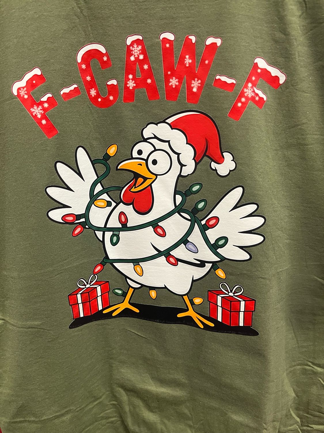 F-CAW-F Christmas Lights Chicken Tee