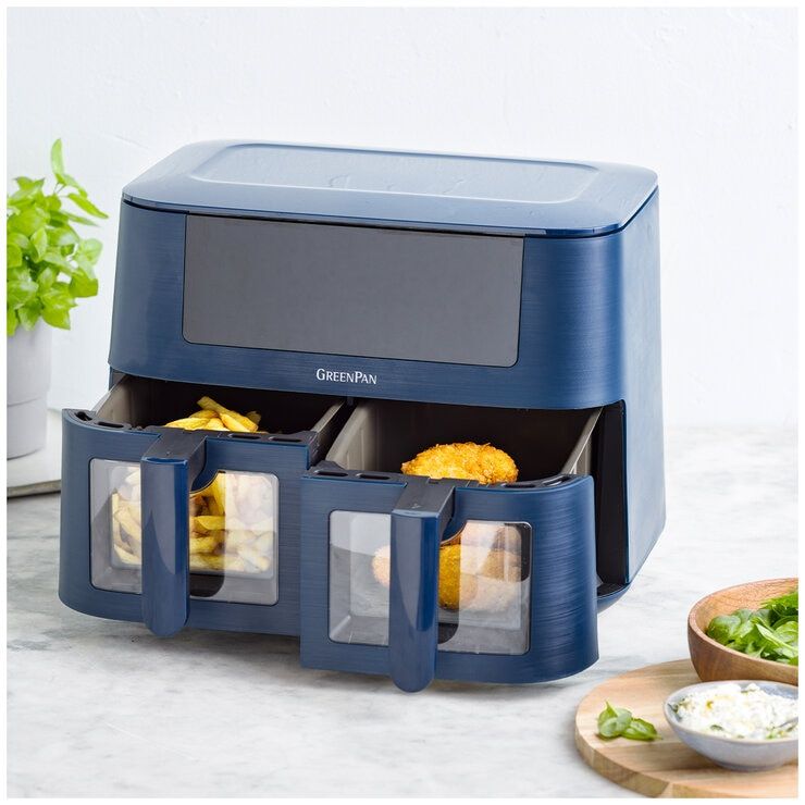 GreenPan Bistro Airfryer 2 basket CC009332-001 Oxford Blue