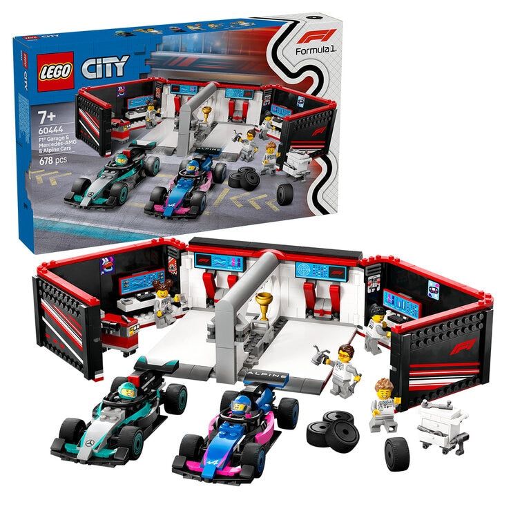 LEGO City F1 Garage &amp; Mercedes-AMG And Alpine Cars Toy Playset 60444