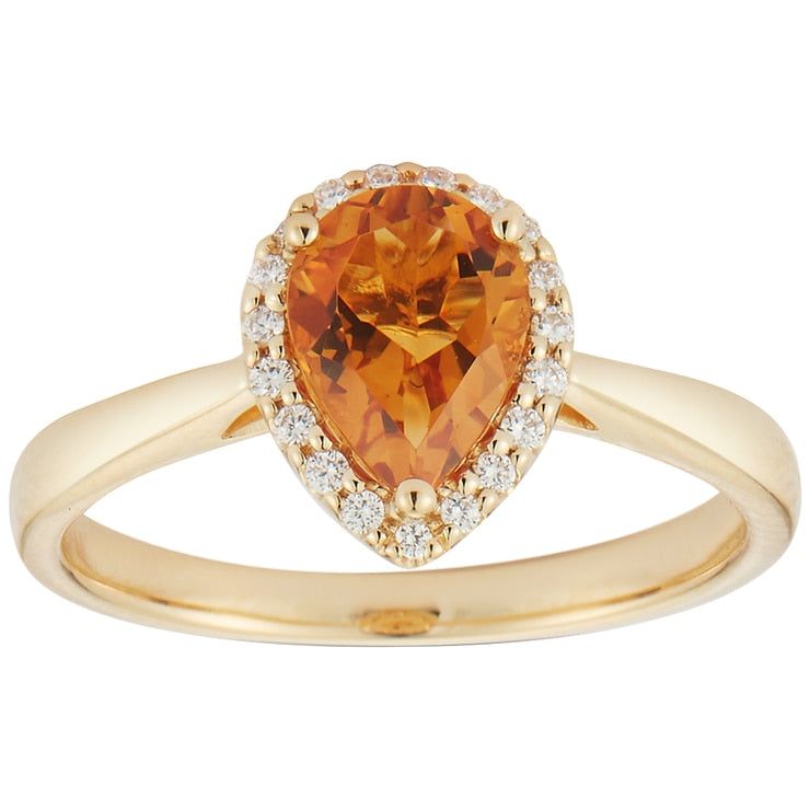 18KT Yellow Gold Citrine And Diamond Ring