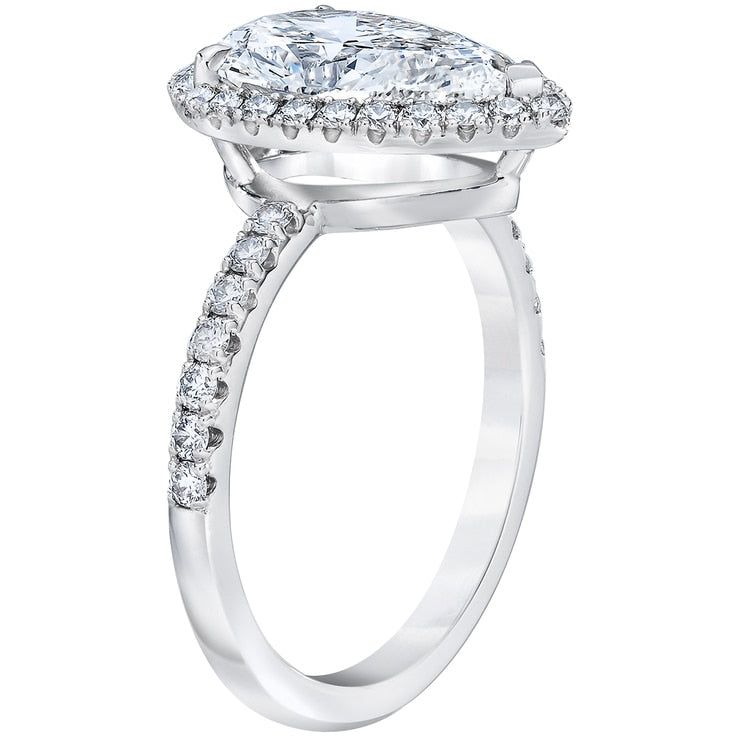 Platinum 3.46ctw Pear And Round Brilliant Cut Diamond Ring