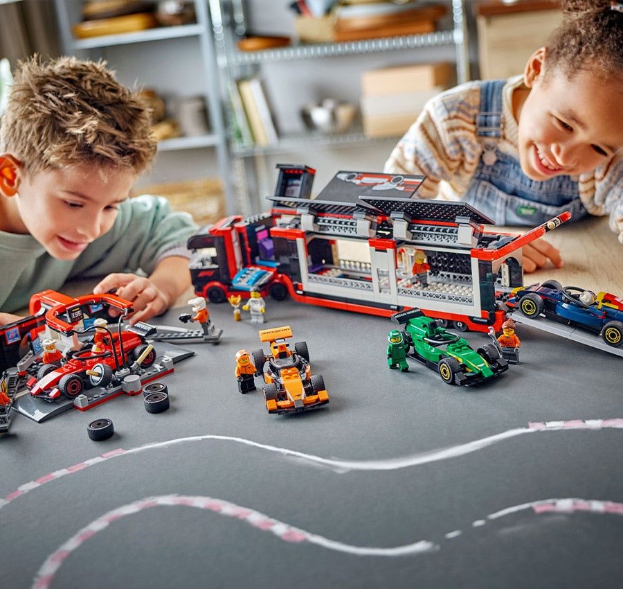 LEGO City F1 Truck with RB20 &amp; AMR24 F1 Cars Toy Racing Transporter Set 60445
