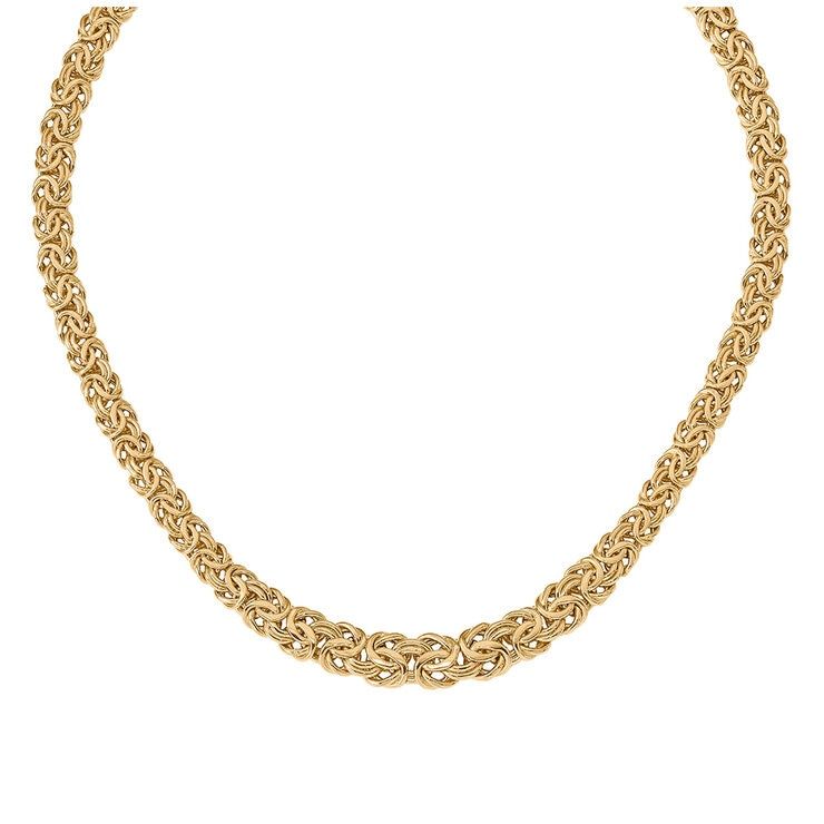 18KT Yellow Gold Graduating Byzantine Chain