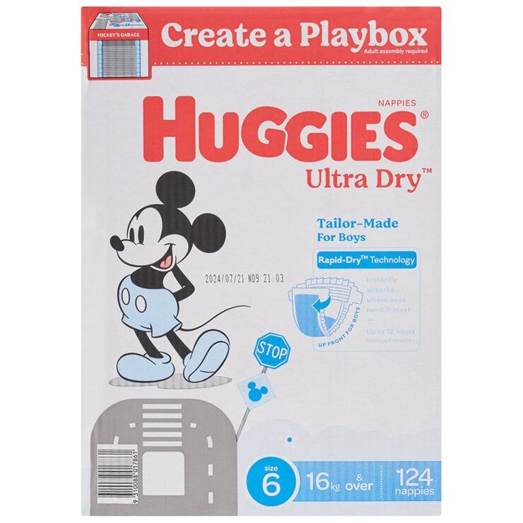 Huggies Boys&#39; Ultra Dry Nappies Size 6 Junior (16kg And Over) 124 Nappies
