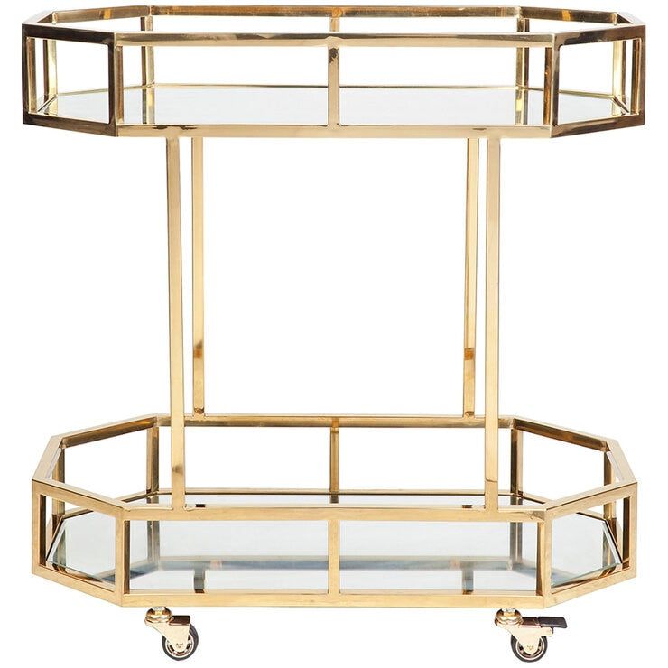 CAFE Lighting &amp; Living Brooklyn Mirrored Bar Cart Gold