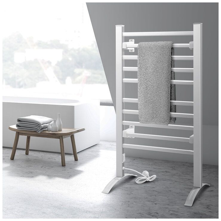 Devanti Heated Towel Rail Rack Electric Clothes Rails TW-C-FW-10-ALUM