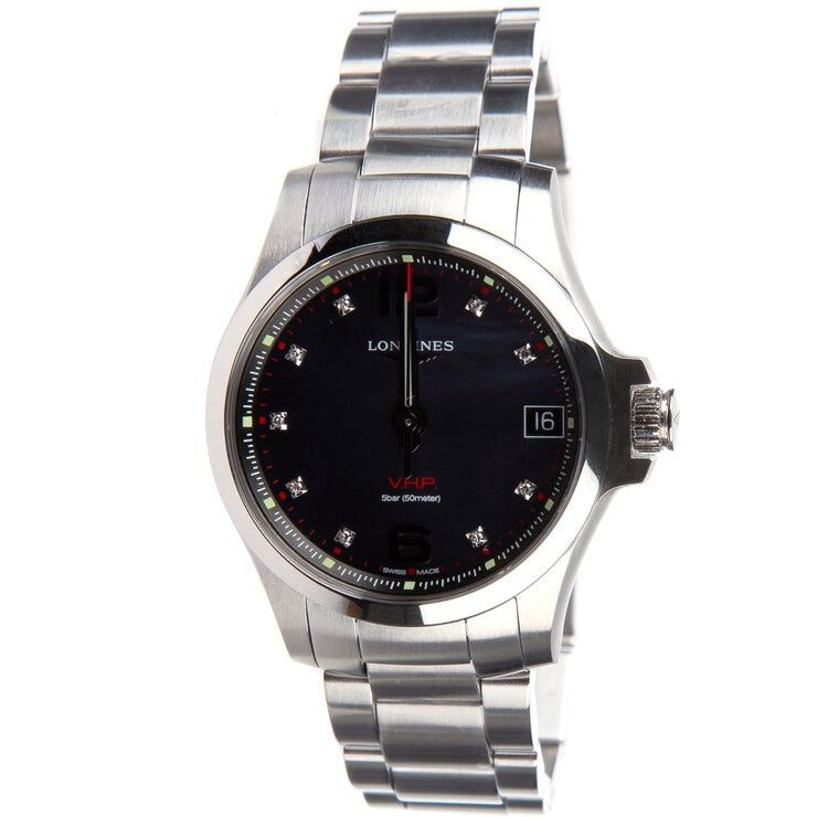 Longines Conquest VHP Quartz Black Mother of Pearl Dial Diamond Women&#39;s Watch L33164886
