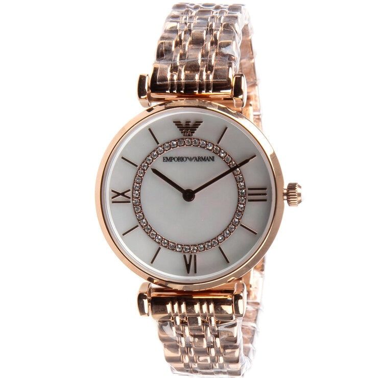 Emporio Armani Gianni T-Bar Rose Gold Stainless Steel Luxury Woman&#39;s Watch AR19095