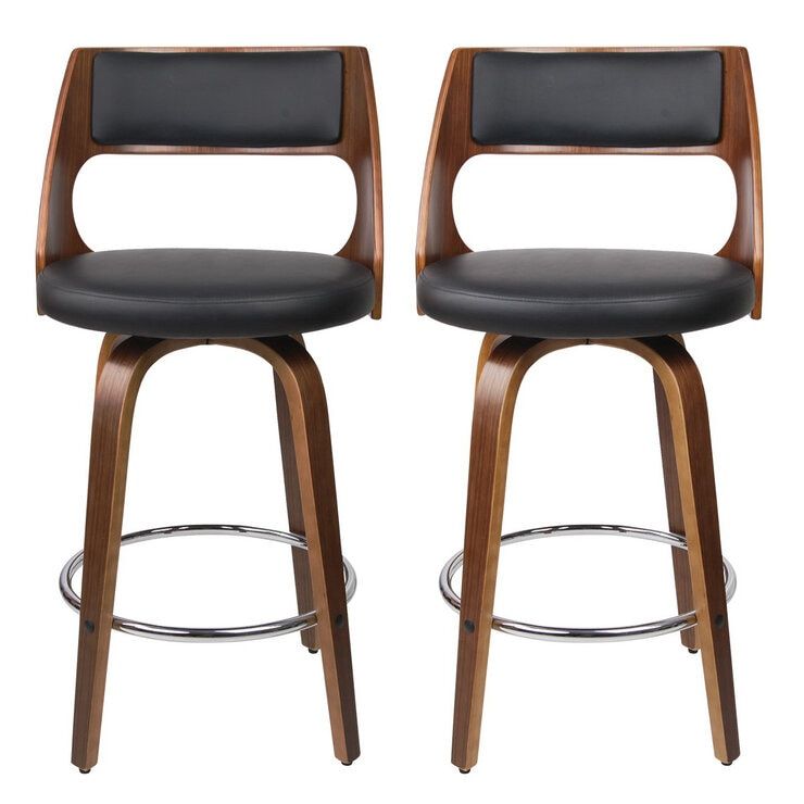 Artiss Swivel Leather Back Wooden Bar Stool Black 2 Pack Artiss Swivel Leather Back Wooden Bar Stool Black 2 Pack