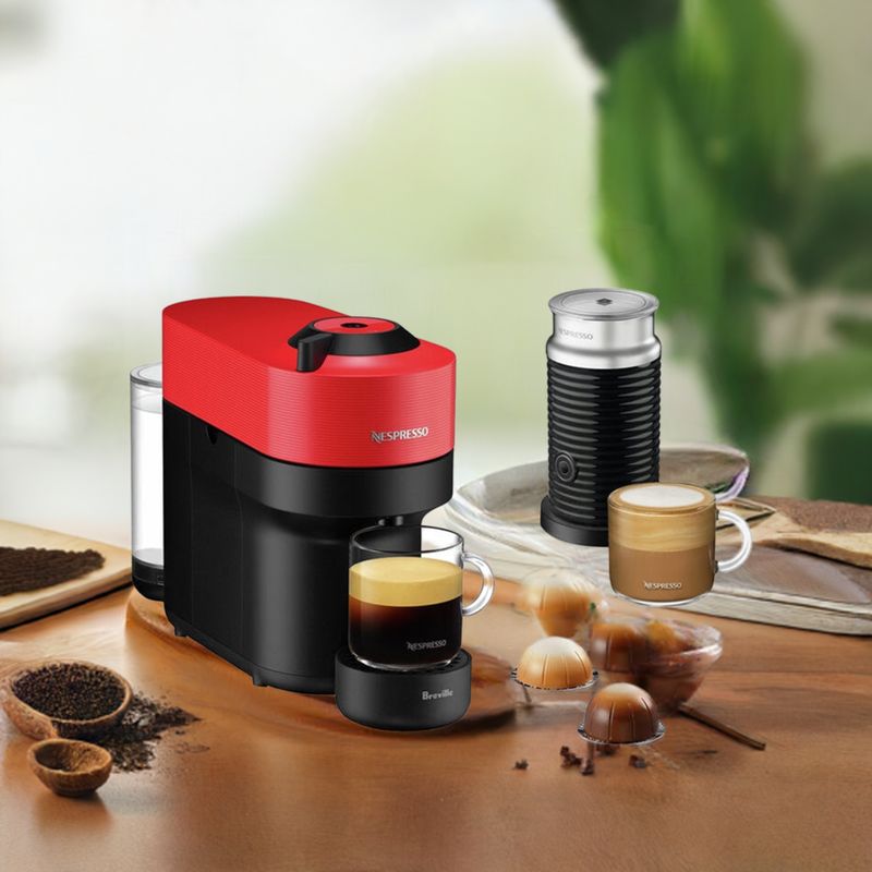 Nespresso Breville Vertuo POP Coffee Machine Bundle BNV150RED