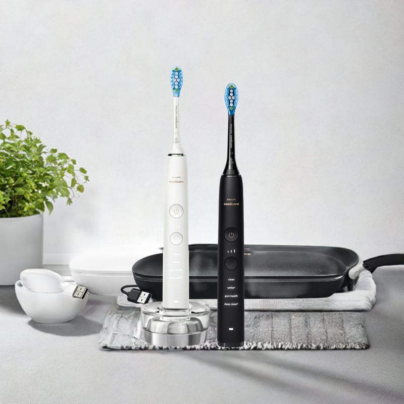 Philips Sonicare DiamondClean 9000 Black And White Electric Toothbrush 2 Pack HX9914/60