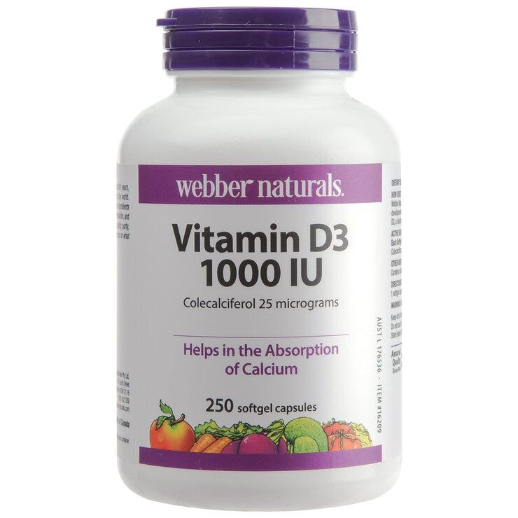 Webber Naturals Vitamin D3 1000IU 250 Capsules Webber Naturals Vitamin D3 1000IU 250 Capsules
