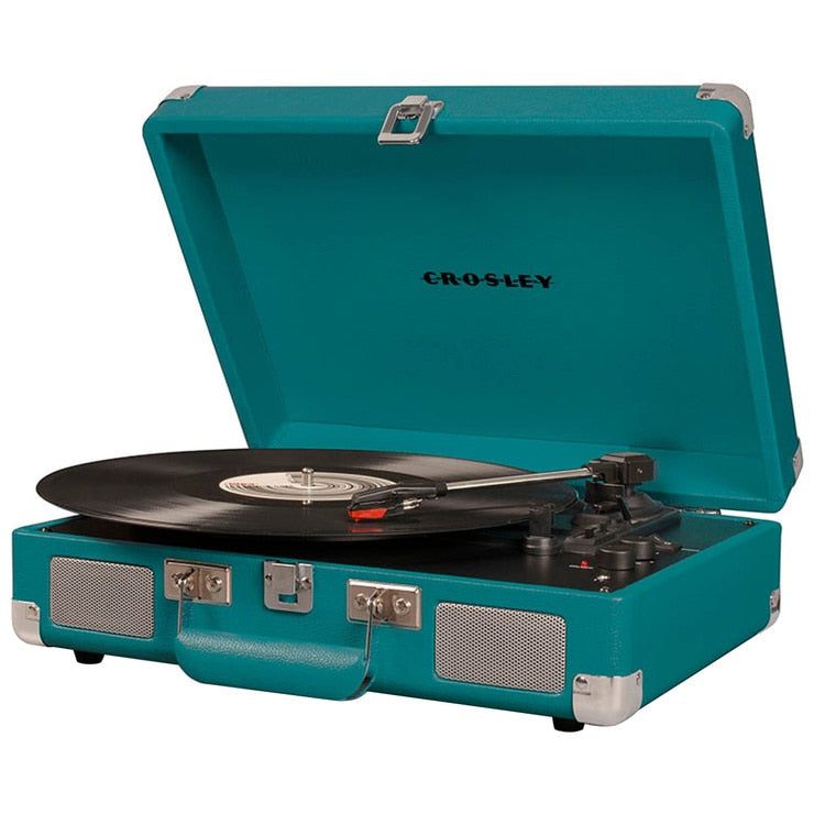 Crosley Cruiser Deluxe Portable Turntable Teal with Free Record Storage Crate