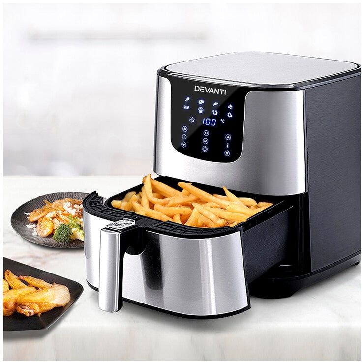Devanti 7L Digital Air Fryer Silver AF-K-G-5T6-SS