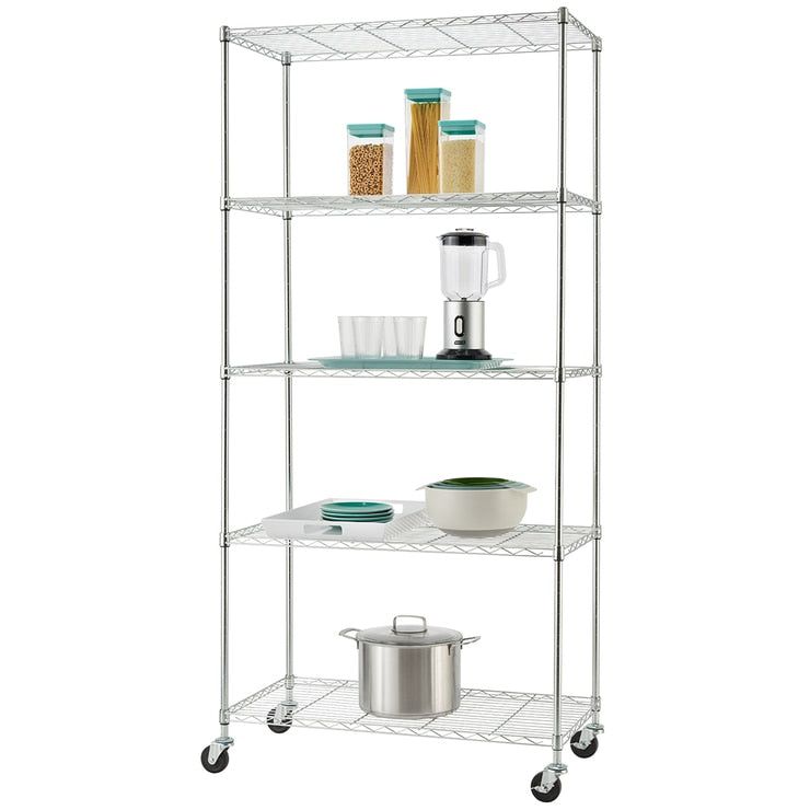 Trinity Basics EcoStorage 5 Tier Shelving Rack Chrome