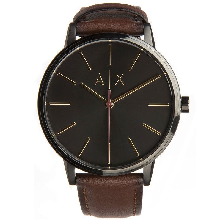 Armani Exchange Black Men&#39;s Watch With Leather Strap AX2706