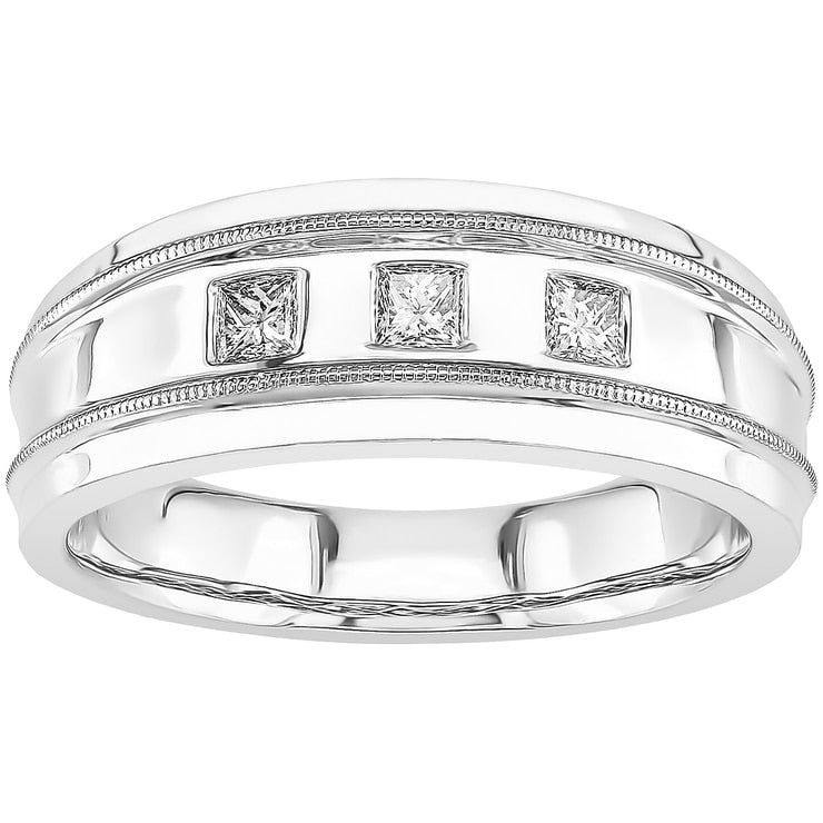14KT White Gold Princess Cut 0.28ctw Diamond Men's Ring
