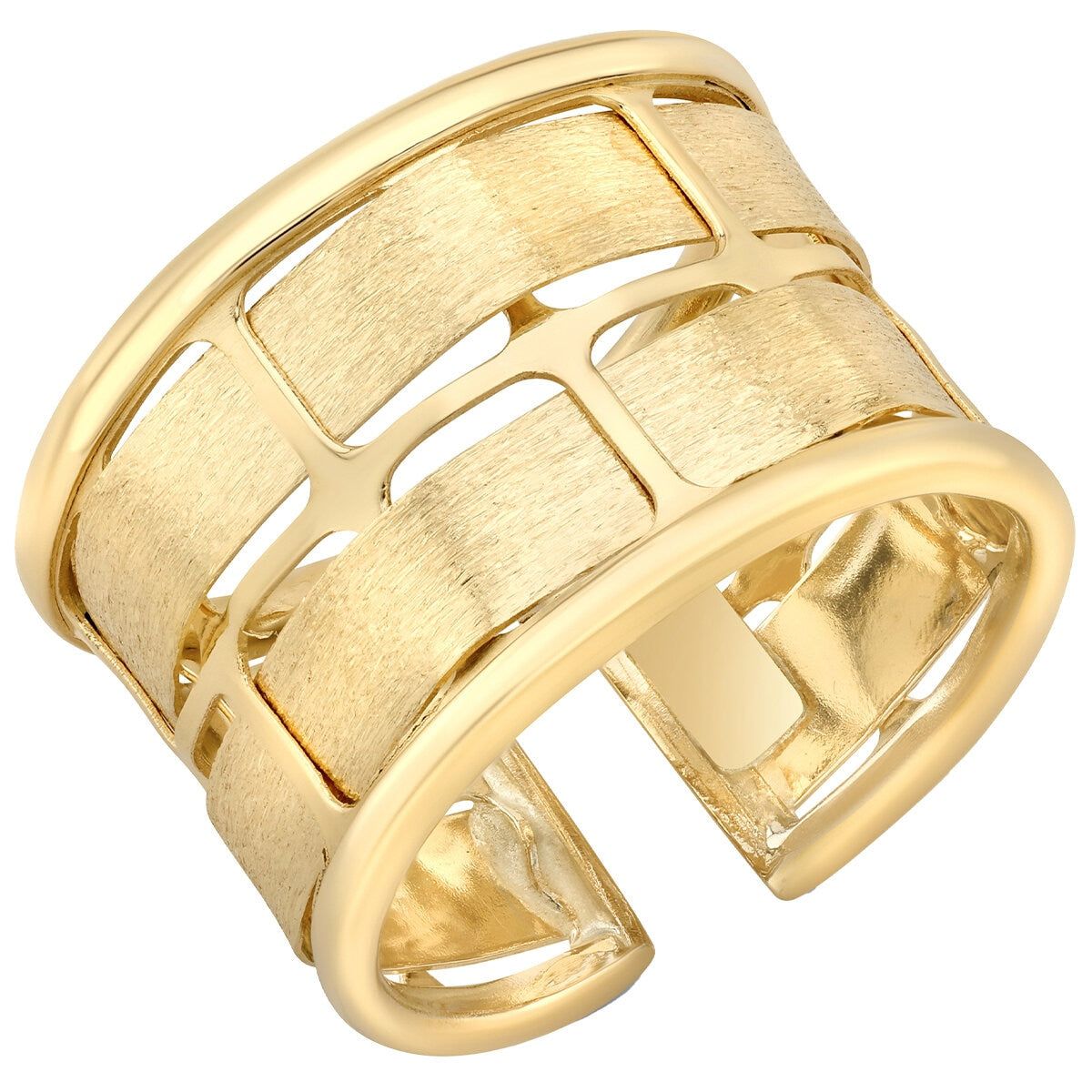 18KT Yellow Gold Wide Semi Brushed Fashion Ring