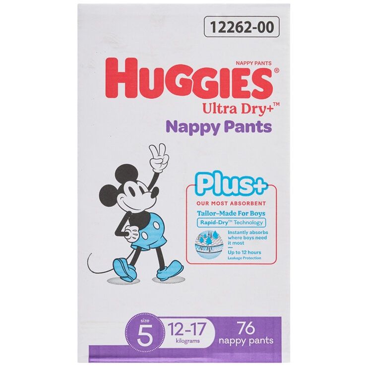 Huggies Boys&#39; Ultra Dry Nappy Pants Plus Size 5 76 Nappy Pants