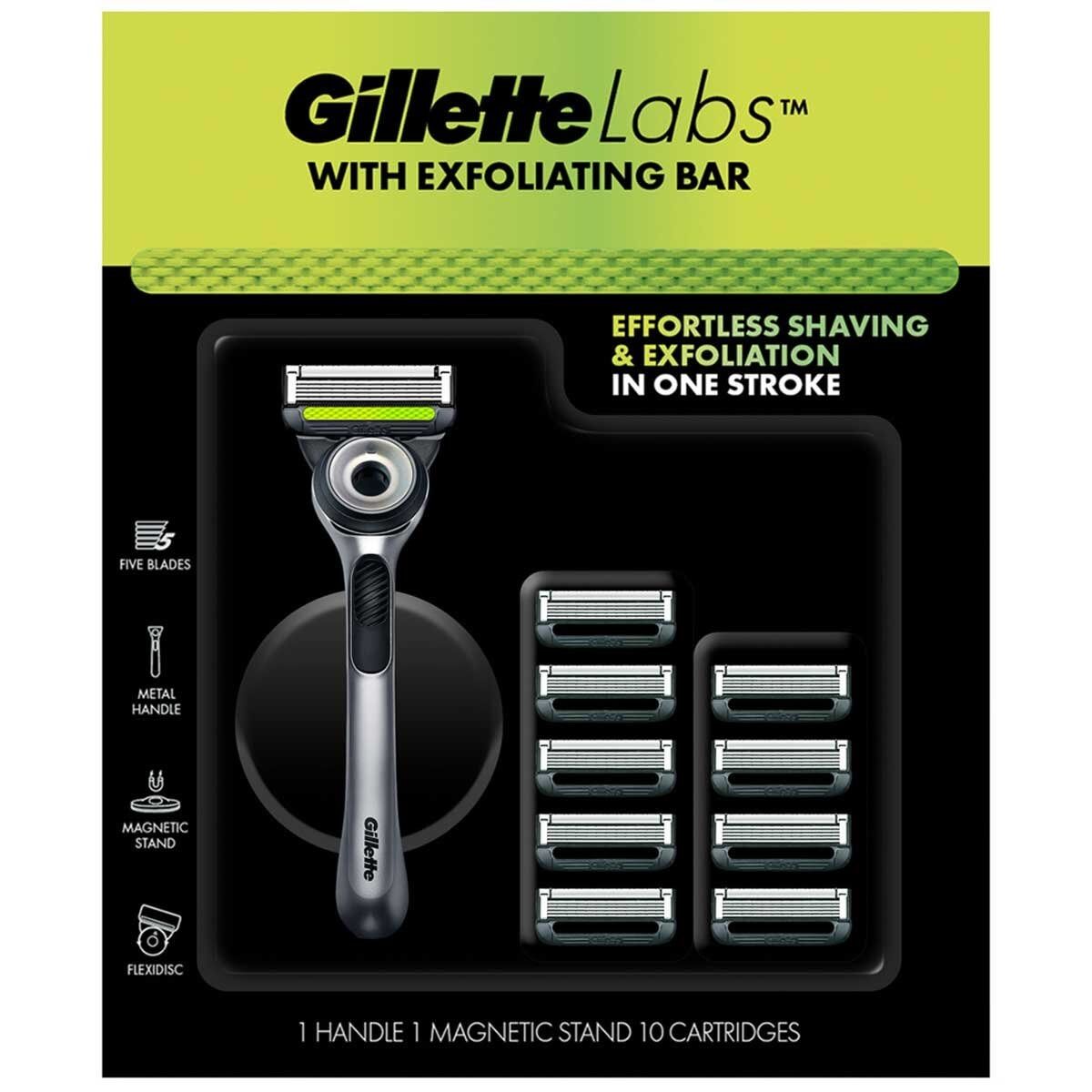 Gillette Labs Razor With Exfoliating Bar + 10 Blades