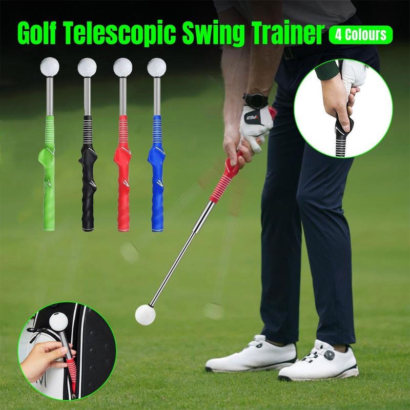 Golf Swing Training Aid Telescopic Impact Sound Stick Exercise Tool for Practice - Blue