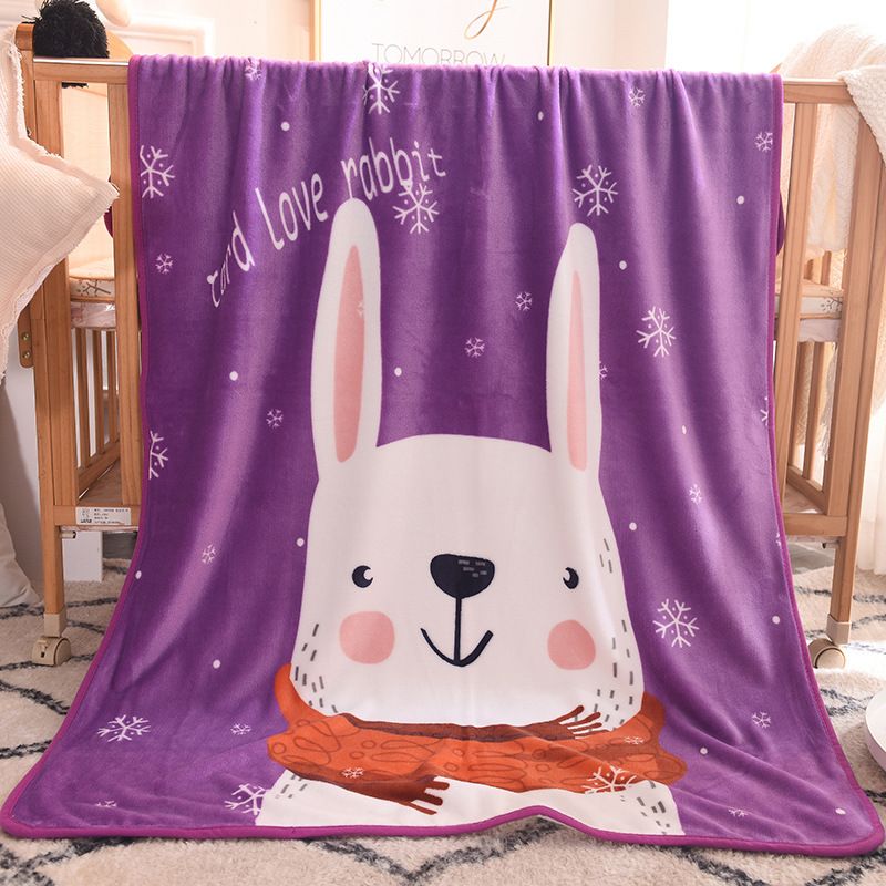 Ultra-Soft Kids Plush Fleece Blanket - Cozy Cartoon Animal Throw for All Seasons (Rabbit)