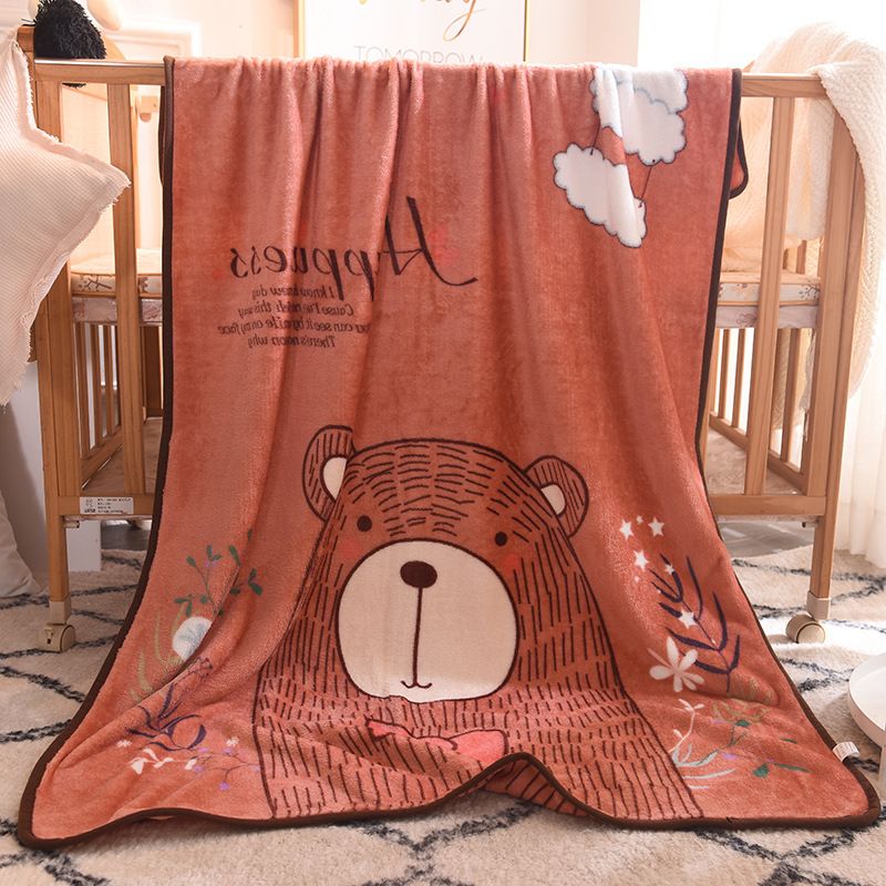 Ultra-Soft Kids Plush Fleece Blanket - Cozy Cartoon Animal Throw for All Seasons (Bear)