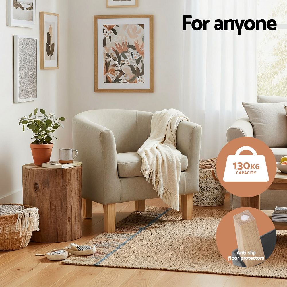 Artiss Armchair Tub Chair Beige Abby