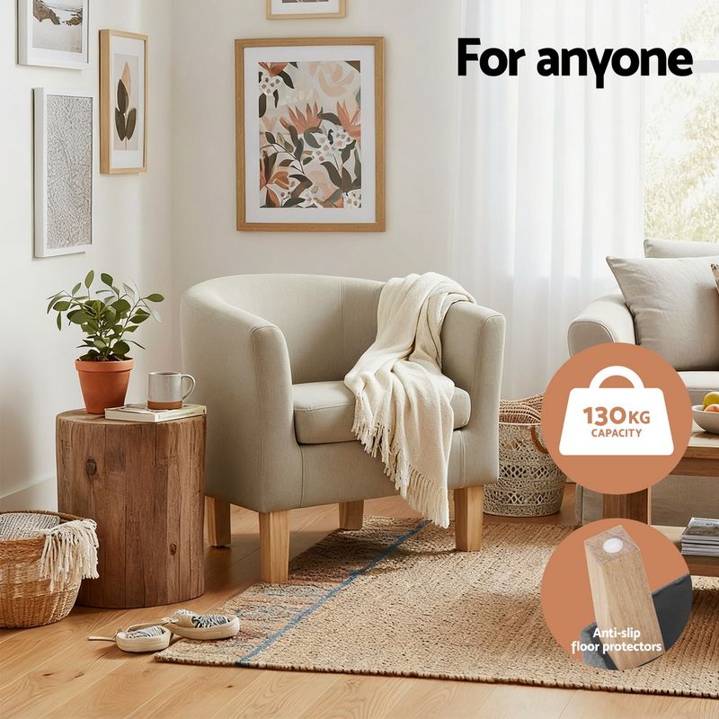 Artiss Armchair Tub Chair Beige Abby