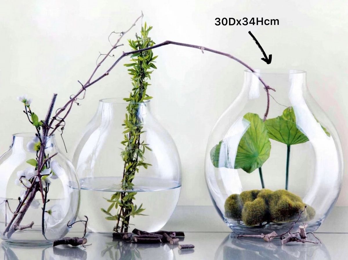 Glass Wide Bubble Vase 34cm