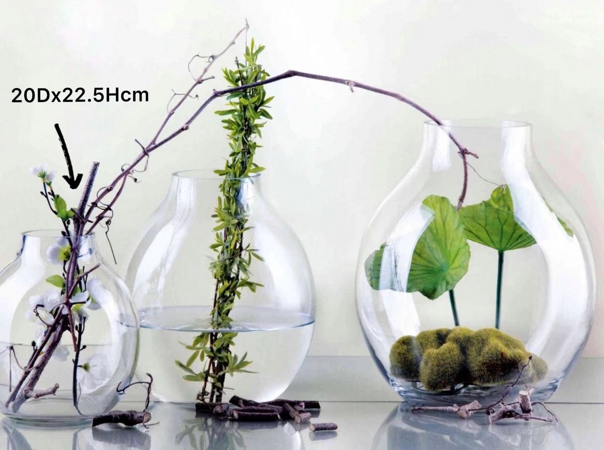 Glass Wide Bubble Vase 22cm