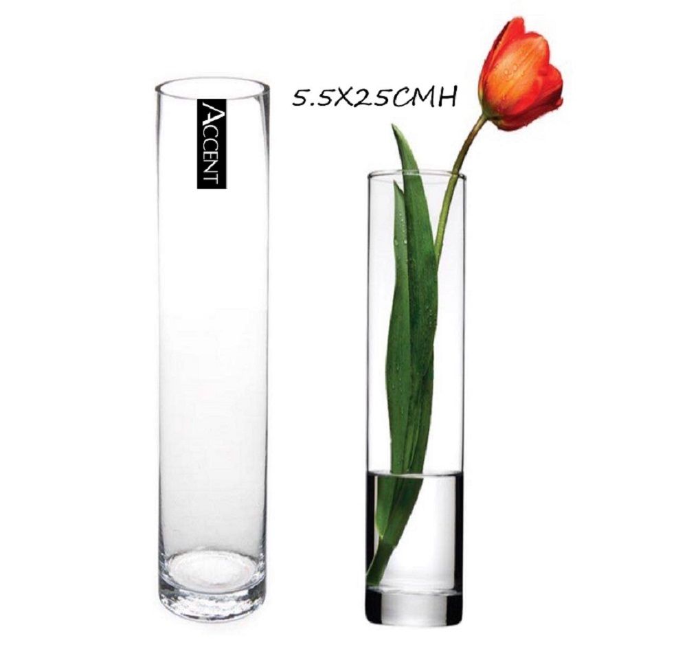 bulk 12 Glass Cylinder Vase Flower 25cm