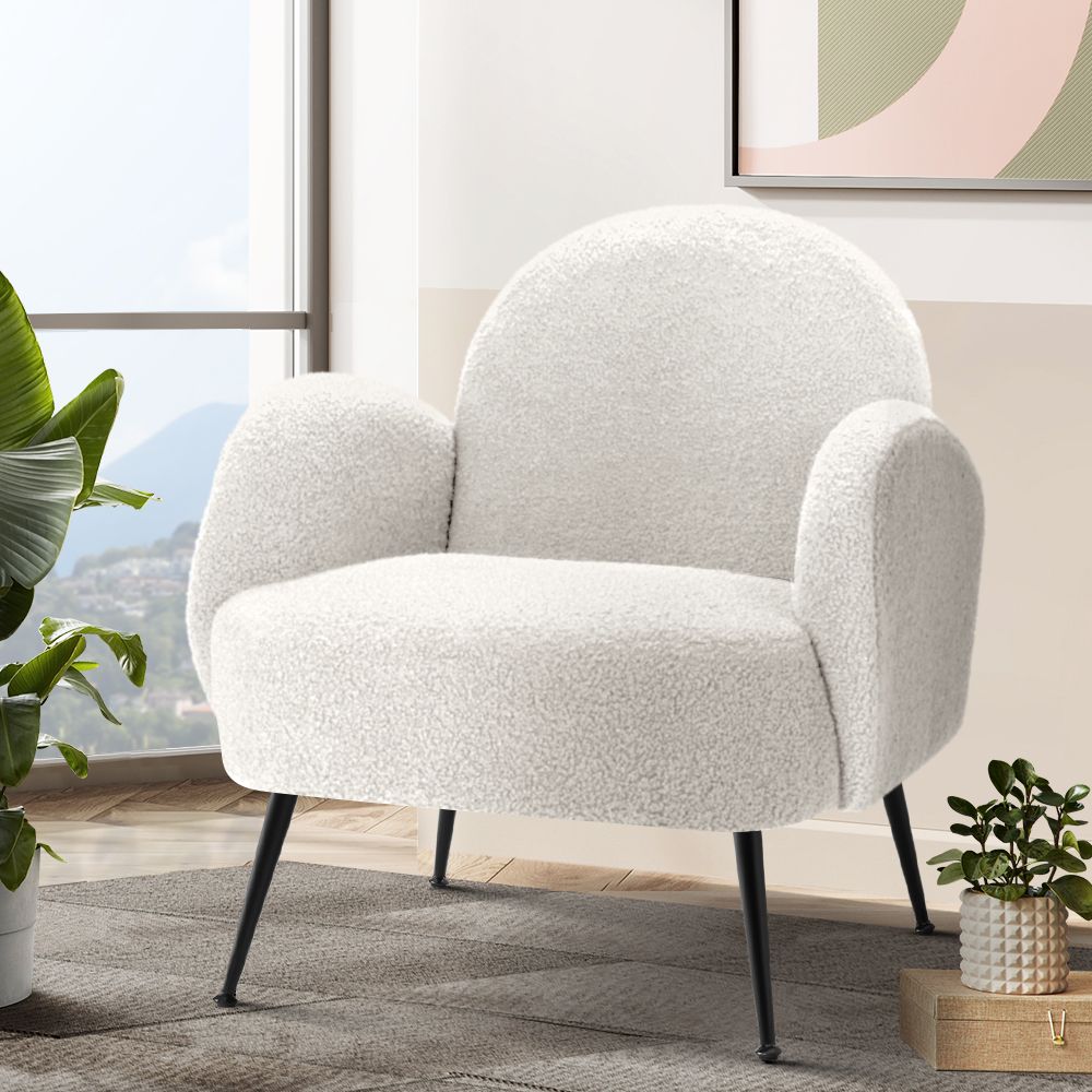 Artiss Armchair Boucle White Hanes