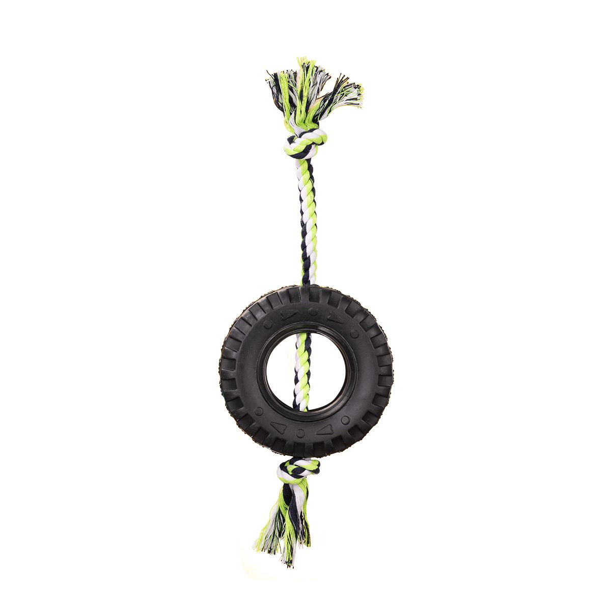 Green Interactive Tire Rope Dog Toy - Heavy Duty Chew Toy for Dental Health &amp; Play